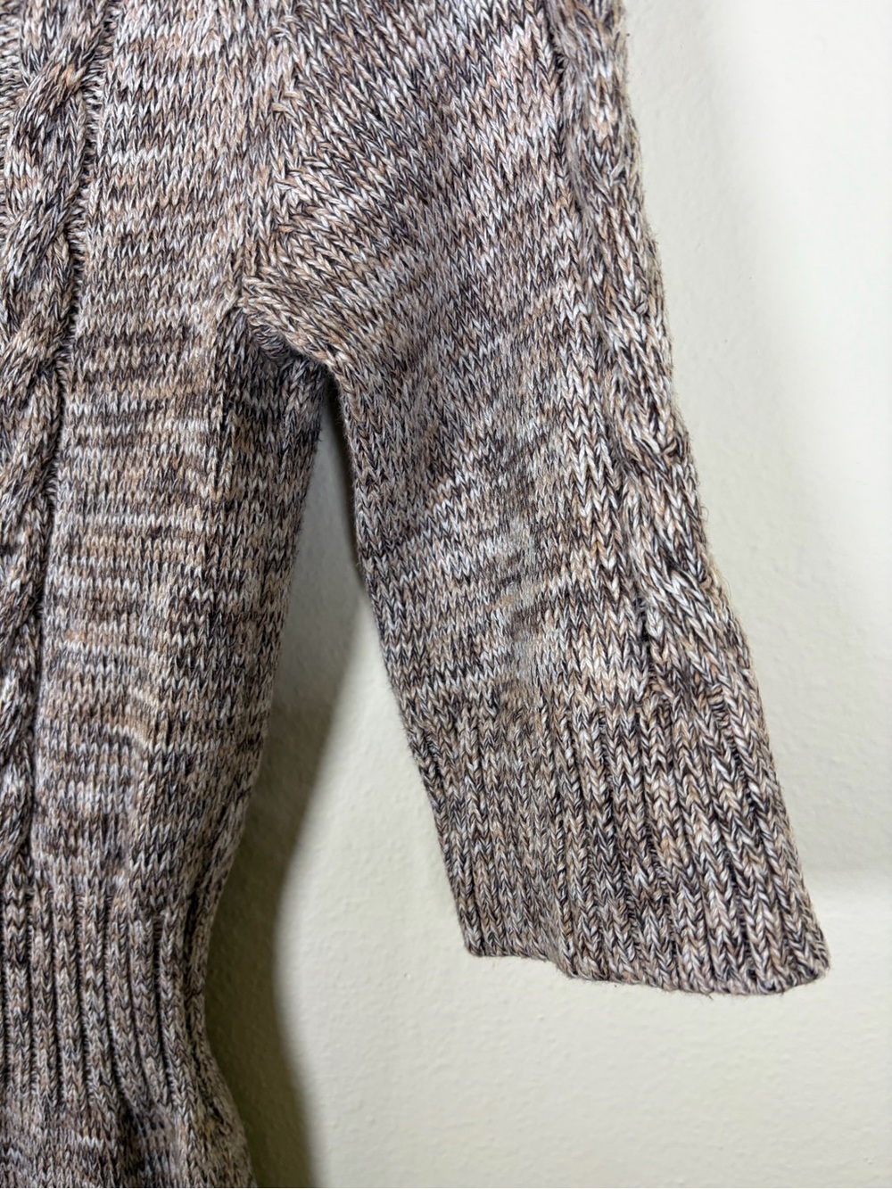 Denver Hayes Soft Cable Knit Sweater Dress Cowl Neck Brown Marled Size Small - Picture 9 of 13